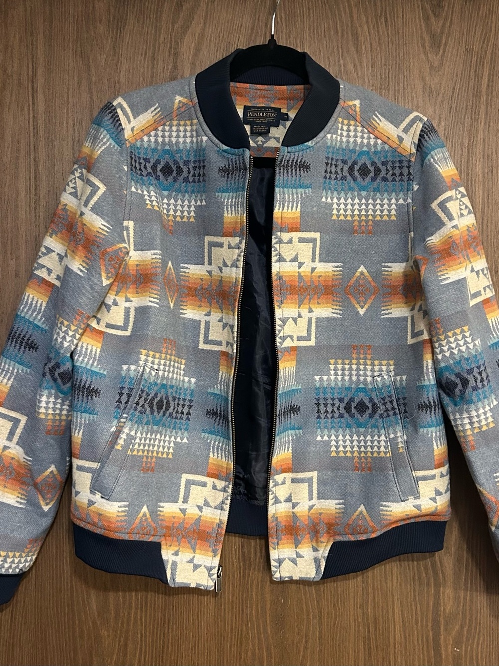 Pendleton Wool Southwestern Jacket in Orange, Blue, Cream